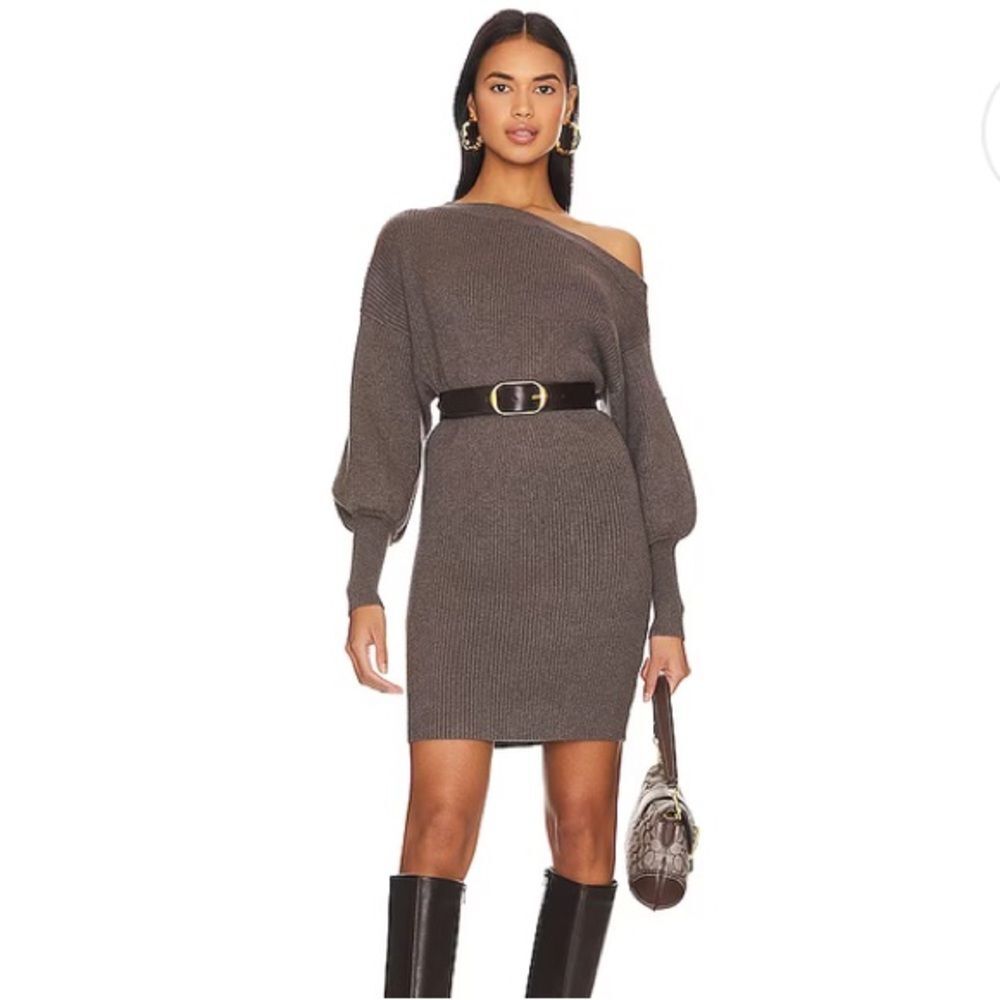 Anthropologie Line & Dot Gray Knit Long Sleeve Sweater Dress NEW 3X